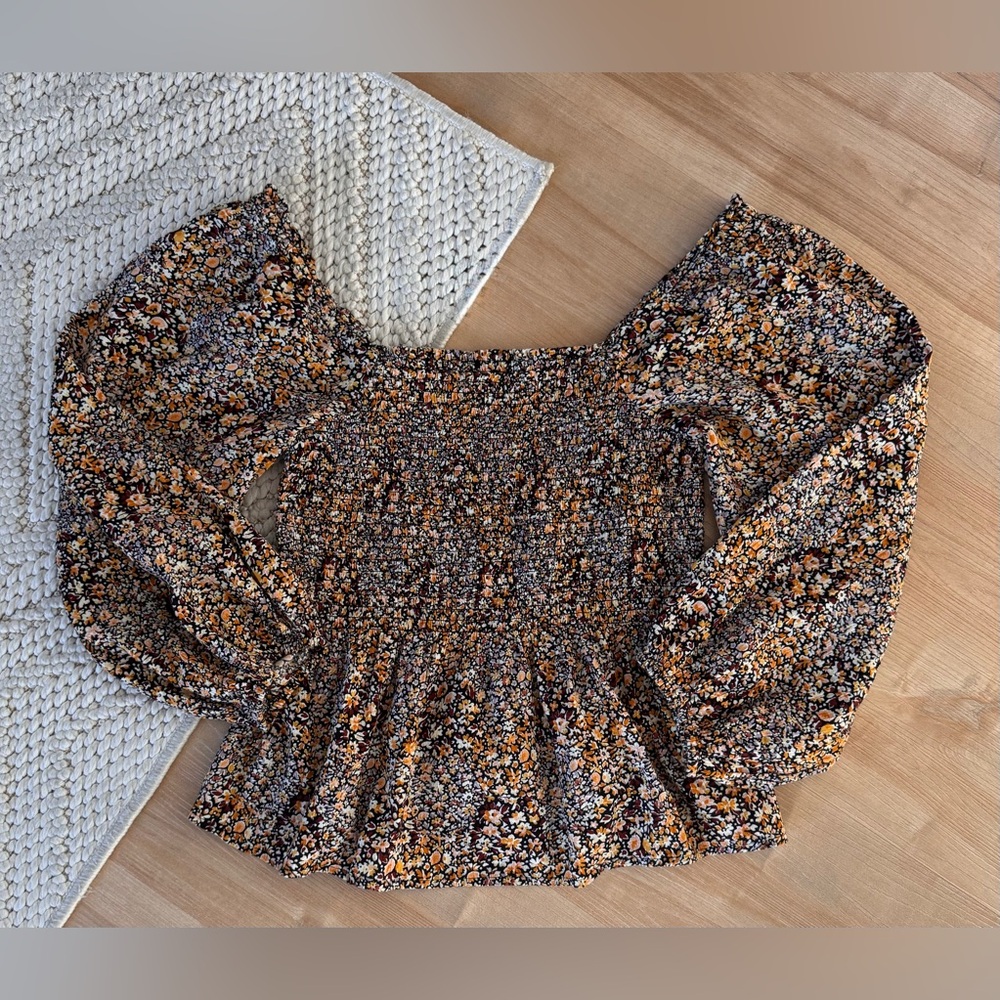 🌾 Madewell Floral Puff Sleeve Top Size 0